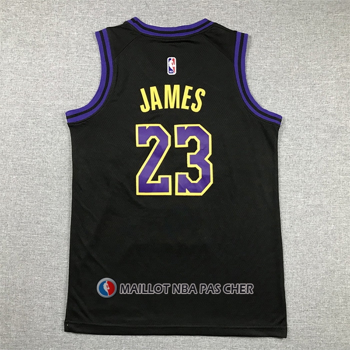 Maillot Enfant Los Angeles Lakers LeBron James NO 23 Ville 2023-24 Noir